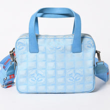 将图片加载到图库查看器，CHANEL シャネル ニュートラベルライン 2WAYバッグ 7番台 ココマーク ナイロン レザー ブルー レッド 美品 中古 4a005652