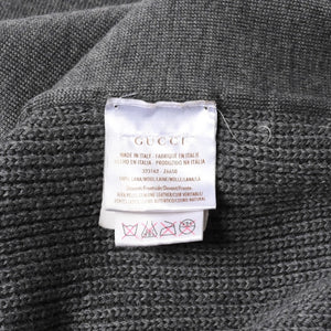 GUCCI グッチ レザー切替ウールカーディガン 323162 Z6650 グレー ネイビー バイカラー Mサイズ ウール レザー(スエード) 美品 中古 4a005714