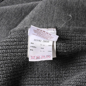 GUCCI グッチ レザー切替ウールカーディガン 323162 Z6650 グレー ネイビー バイカラー Mサイズ ウール レザー(スエード) 美品 中古 4a005714