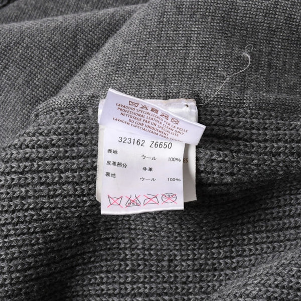 GUCCI グッチ レザー切替ウールカーディガン 323162 Z6650 グレー ネイビー バイカラー Mサイズ ウール レザー(スエード) 美品 中古 4a005714