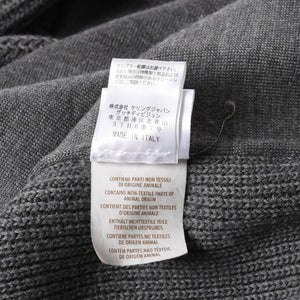 GUCCI グッチ レザー切替ウールカーディガン 323162 Z6650 グレー ネイビー バイカラー Mサイズ ウール レザー(スエード) 美品 中古 4a005714