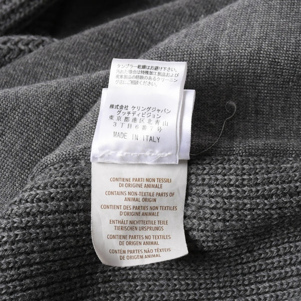 GUCCI グッチ レザー切替ウールカーディガン 323162 Z6650 グレー ネイビー バイカラー Mサイズ ウール レザー(スエード) 美品 中古 4a005714
