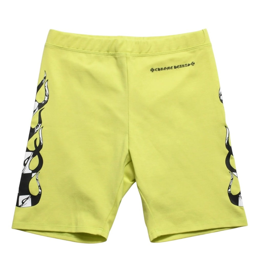 New and unused CHROME HEARTS Matty Boy Link Biker Shorts Lime Green Cotton Size M Used 4a005724