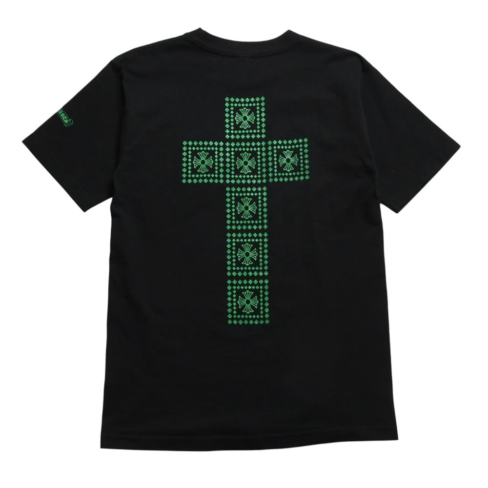 極美品 CHROME HEARTS クロムハーツ CHプラスプリント半袖ポケットTシャツ CHプラス オールドブロッククロス ブラック Mサイズ 中古 4a005763