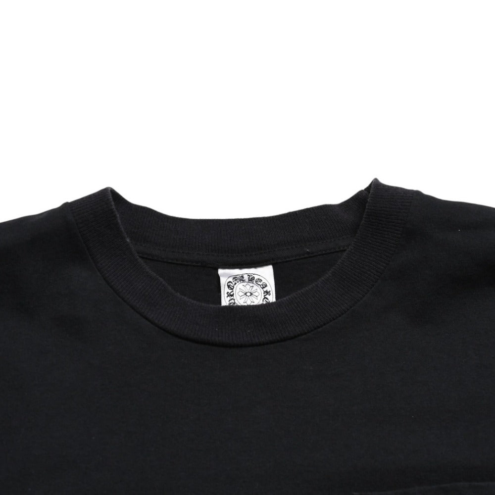 極美品 CHROME HEARTS クロムハーツ CHプラスプリント半袖ポケットTシャツ CHプラス オールドブロッククロス ブラック Mサイズ 中古 4a005763