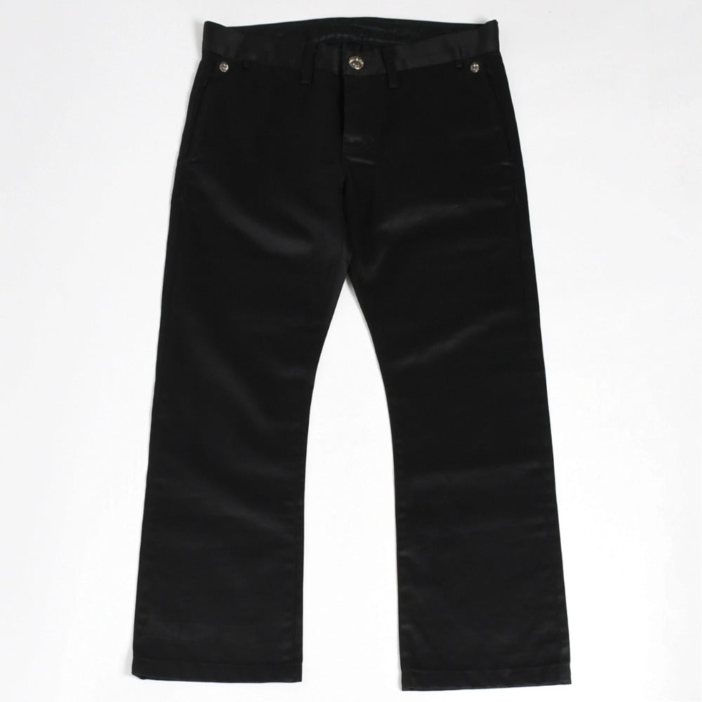 極美品 CHROME HEARTS クロムハーツ クロスボールボタン チノパンツ 32サイズ スクロールラベル ブラック シルバー 中古 4a005726