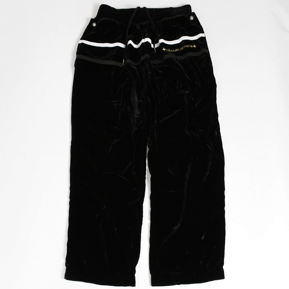 新品未使用 CHROME HEARTS クロムハーツ VELVET TRACKSUIT PANTS ベルベット トラックスーツパンツ サイズS クロスボール 中古 4a005731