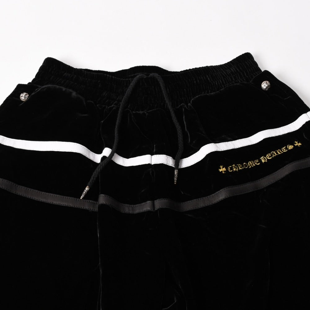 新品未使用 CHROME HEARTS クロムハーツ VELVET TRACKSUIT PANTS ベルベット トラックスーツパンツ サイズS クロスボール 中古 4a005731