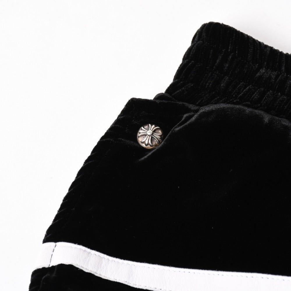 新品未使用 CHROME HEARTS クロムハーツ VELVET TRACKSUIT PANTS ベルベット トラックスーツパンツ サイズS クロスボール 中古 4a005731
