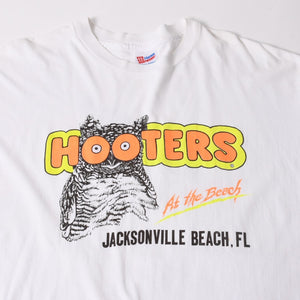 HOOTERS フーターズ VINTAGE ヴィンテージ 90's 半袖Tシャツ サイズXL ジャクソンビル ビーチ店 ホワイト 美品 中古 4a005856