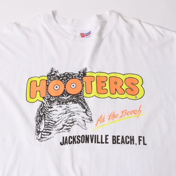 HOOTERS フーターズ VINTAGE ヴィンテージ 90's 半袖Tシャツ サイズXL ジャクソンビル ビーチ店 ホワイト 美品 中古 4a005856