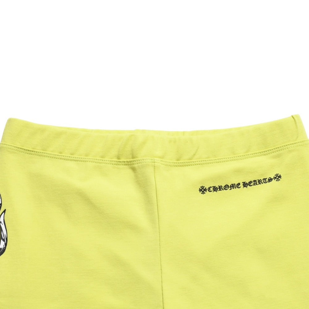 新品未使用品 CHROME HEARTS クロムハーツ Matty Boy マッティボーイ リンク バイカー ショーツ ライムグリーン コットン サイズM 中古 4a005724