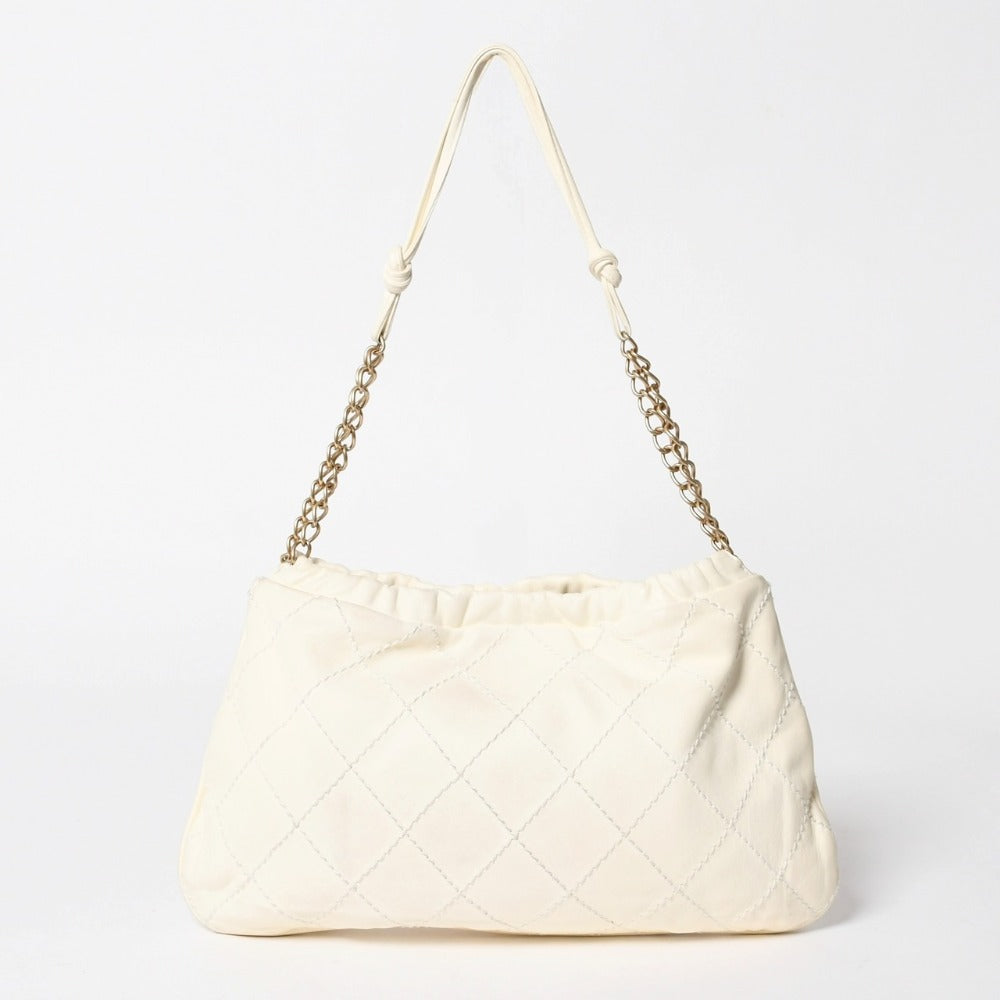 極美品 CHANEL シャネル ショルダーバッグ チェーンワンショルダーバッグ 花柄 ホワイト レッド グリーン ゴールド金具 8番台 ラムスキン 中古 4a005640