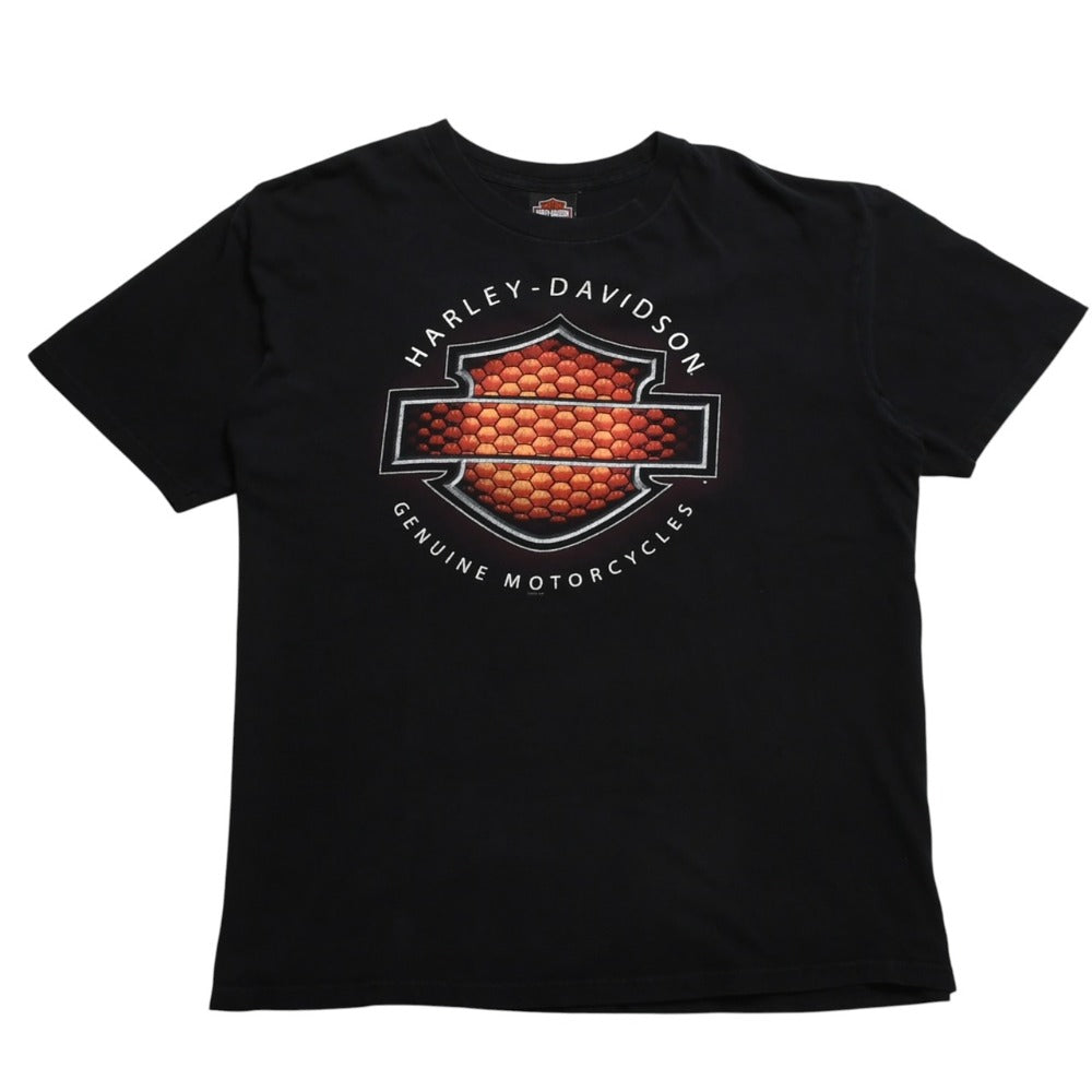 HARLEY DAVIDSON ハーレーダヴィッドソン 90's 半袖Tシャツ サイズM ブラック コットン パフプリント 古着 美品 中古 4a005847