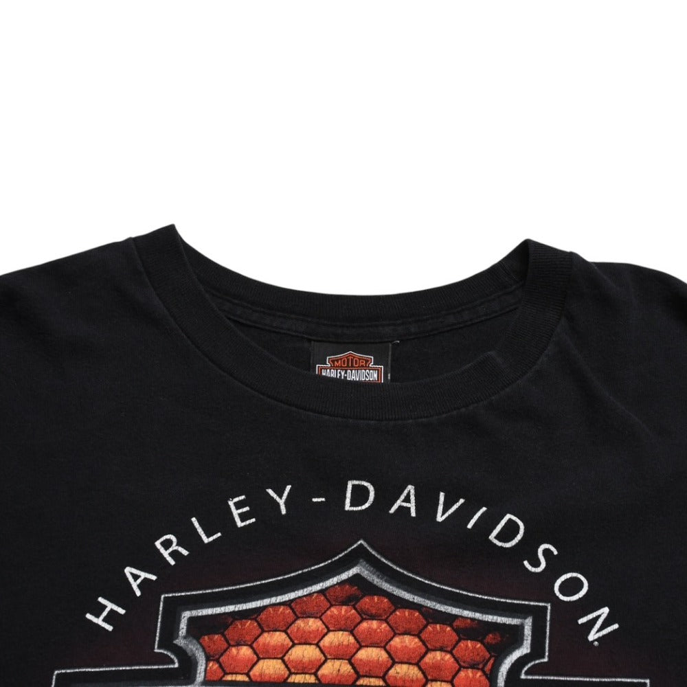 HARLEY DAVIDSON ハーレーダヴィッドソン 90's 半袖Tシャツ サイズM ブラック コットン パフプリント 古着 美品 中古 4a005847