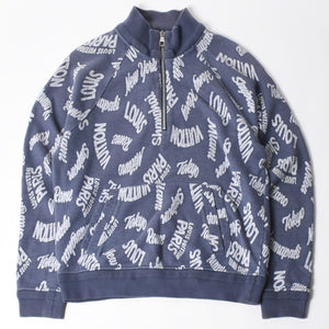 LOUIS VUITTON Sweat Half Zip Knit Blue Indigo White RM181M FMG HEY08W Good Condition Used 4a007921