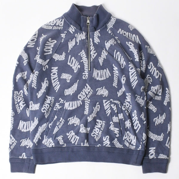 LOUIS VUITTON Sweat Half Zip Knit Blue Indigo White RM181M FMG HEY08W Good Condition Used 4a007921