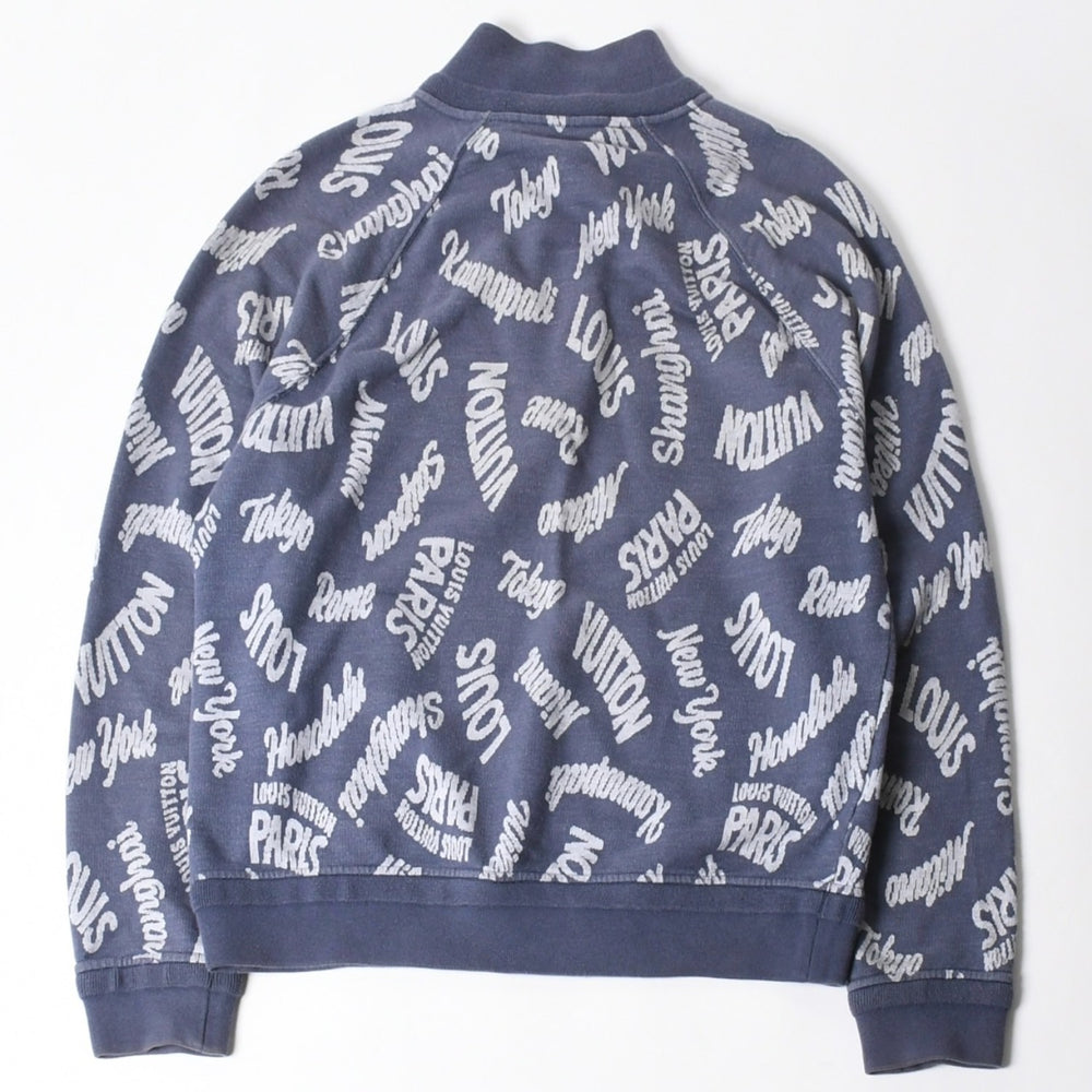 LOUIS VUITTON ルイヴィトン スウェット ハーフジップ ニット ブルー インディゴ ホワイト RM181M FMG HEY08W 美品 中古 4a007921