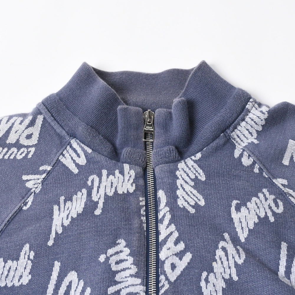 LOUIS VUITTON ルイヴィトン スウェット ハーフジップ ニット ブルー インディゴ ホワイト RM181M FMG HEY08W 美品 中古 4a007921