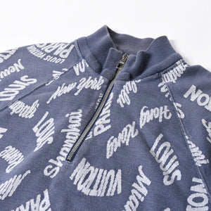 LOUIS VUITTON Sweat Half Zip Knit Blue Indigo White RM181M FMG HEY08W Good Condition Used 4a007921