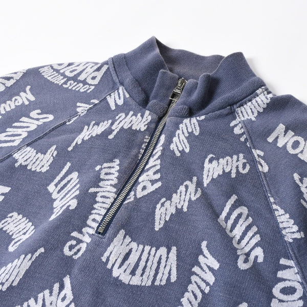LOUIS VUITTON Sweat Half Zip Knit Blue Indigo White RM181M FMG HEY08W Good Condition Used 4a007921