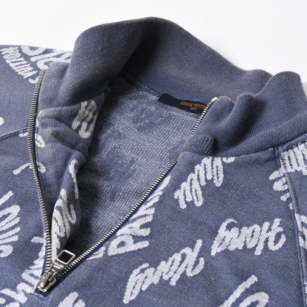 LOUIS VUITTON Sweat Half Zip Knit Blue Indigo White RM181M FMG HEY08W Good Condition Used 4a007921