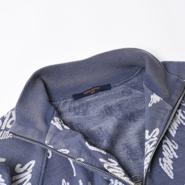 LOUIS VUITTON Sweat Half Zip Knit Blue Indigo White RM181M FMG HEY08W Good Condition Used 4a007921