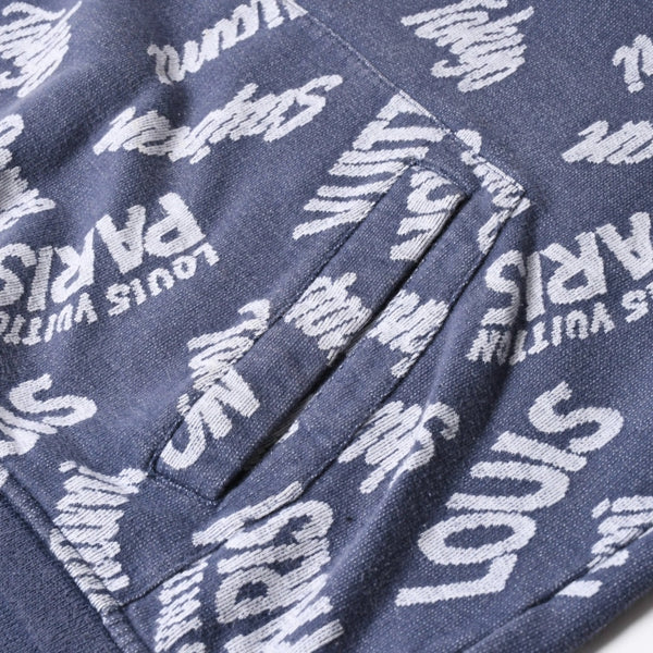 LOUIS VUITTON Sweat Half Zip Knit Blue Indigo White RM181M FMG HEY08W Good Condition Used 4a007921