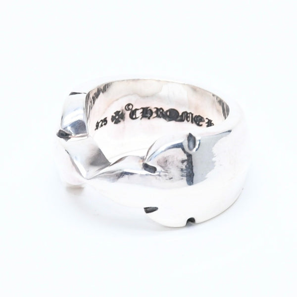 新品未使用 CHROME HEARTS クロムハーツ DOUBLE FLEUR KNEE ダブルフレアニー リング 重量約30.84g サイズ24.5号 シルバー925 中古 4a008571