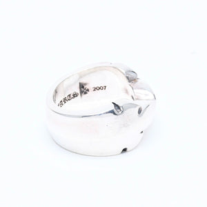 新品未使用 CHROME HEARTS クロムハーツ DOUBLE FLEUR KNEE ダブルフレアニー リング 重量約30.84g サイズ24.5号 シルバー925 中古 4a008571