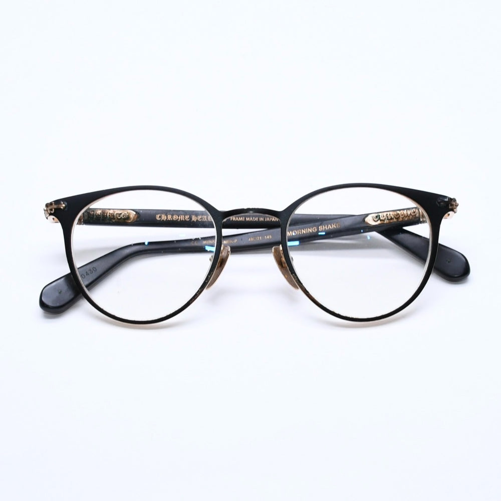CHROME HEARTS クロムハーツMORNING SHAKE モーニングシェイク ラウンド型 伊達メガネ サイズ48□21-145 美品 中古 4a005737