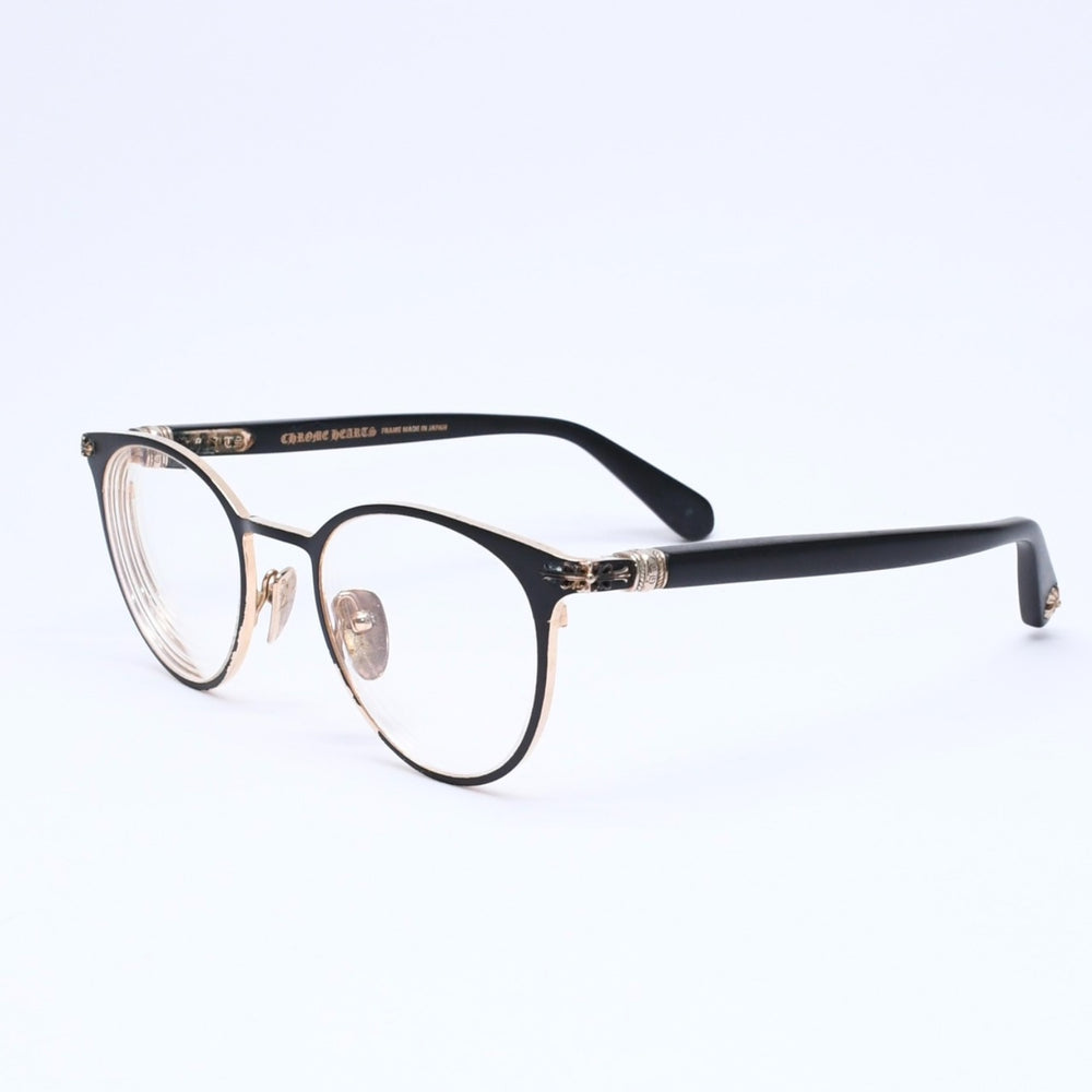 CHROME HEARTS クロムハーツMORNING SHAKE モーニングシェイク ラウンド型 伊達メガネ サイズ48□21-145 美品 中古 4a005737
