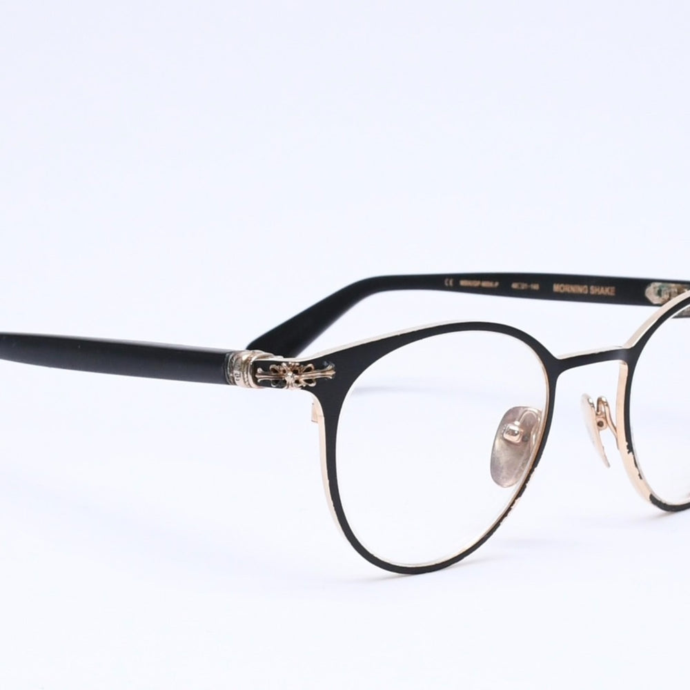 CHROME HEARTS クロムハーツMORNING SHAKE モーニングシェイク ラウンド型 伊達メガネ サイズ48□21-145 美品 中古 4a005737