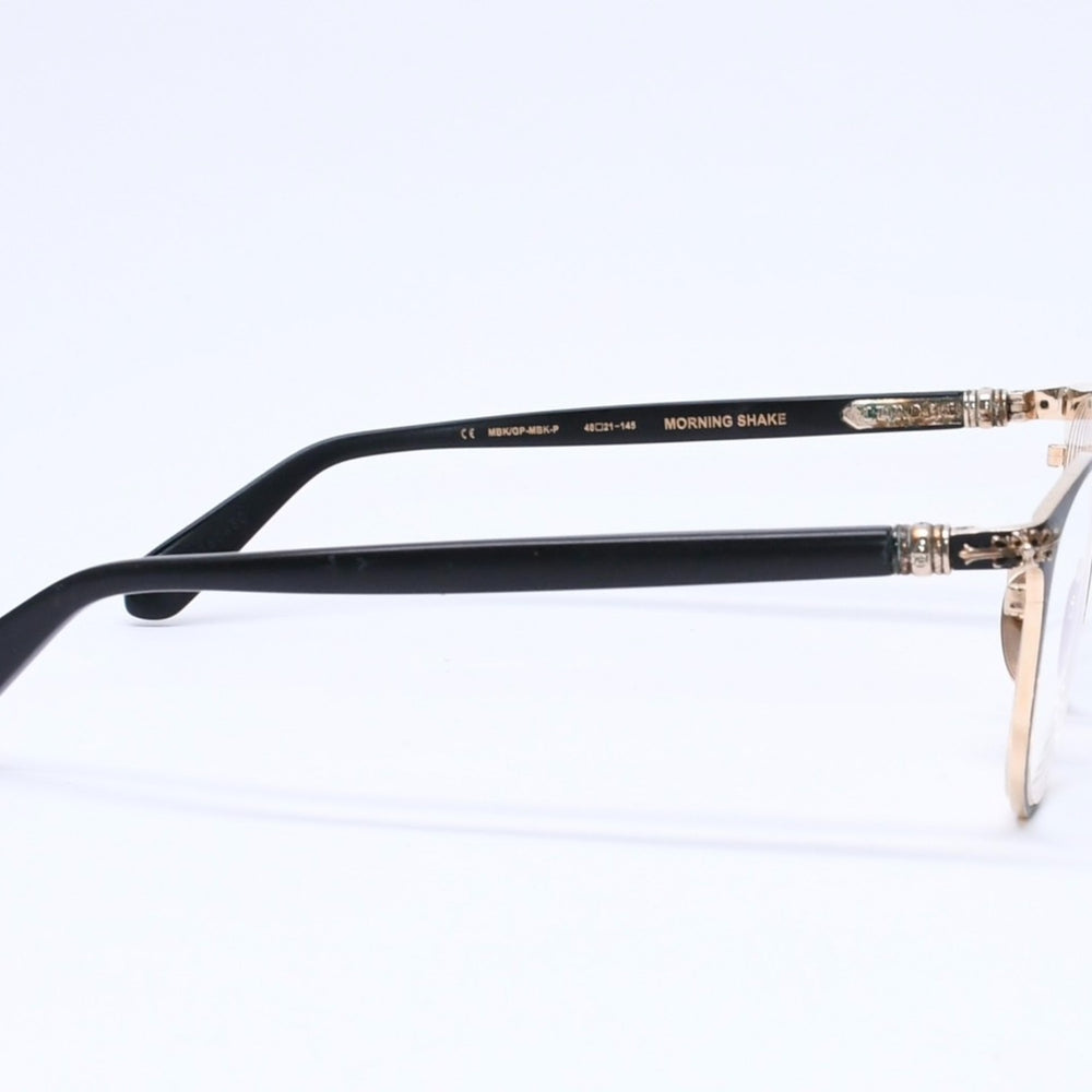 CHROME HEARTS クロムハーツMORNING SHAKE モーニングシェイク ラウンド型 伊達メガネ サイズ48□21-145 美品 中古 4a005737