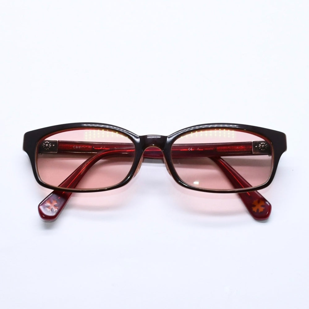 極美品 CHROME HEARTS クロムハーツ BABY-A ベイビーA サングラス アイウェア CHプラス装飾 レッド ブラウン 中古 4a005739
