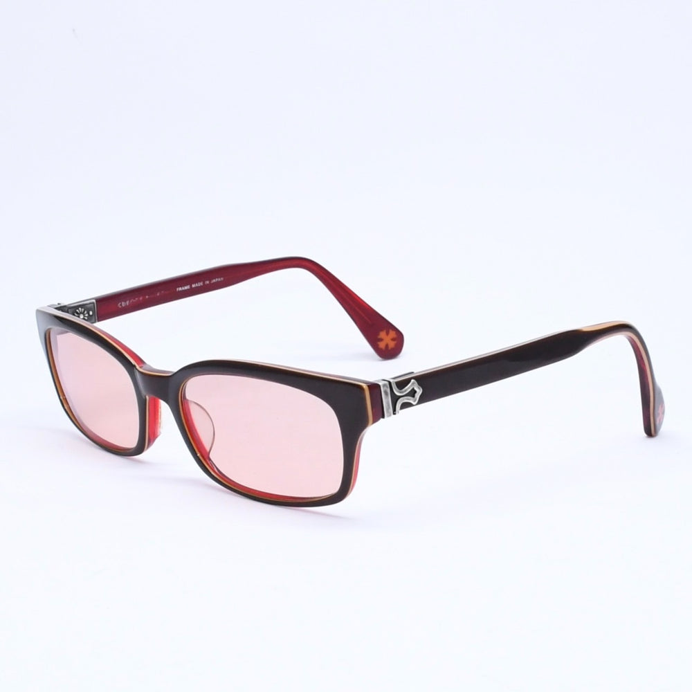 極美品 CHROME HEARTS クロムハーツ BABY-A ベイビーA サングラス アイウェア CHプラス装飾 レッド ブラウン 中古 4a005739