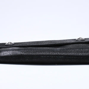 極美品 CHROME HEARTS クロムハーツ WAVE DESTROY LTHR ウェーブ ウォレット 長財布 クロスボタン デストロイレザー シルバー925 中古 4a005740