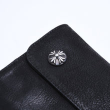 将图片加载到图库查看器，極美品 CHROME HEARTS クロムハーツ WAVE DESTROY LTHR ウェーブ ウォレット 長財布 クロスボタン デストロイレザー シルバー925 中古 4a005740