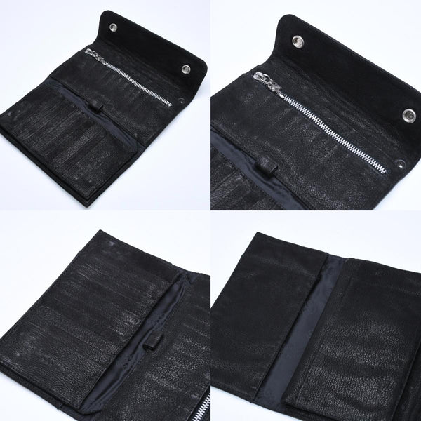 極美品 CHROME HEARTS クロムハーツ WAVE DESTROY LTHR ウェーブ ウォレット 長財布 クロスボタン デストロイレザー シルバー925 中古 4a005740