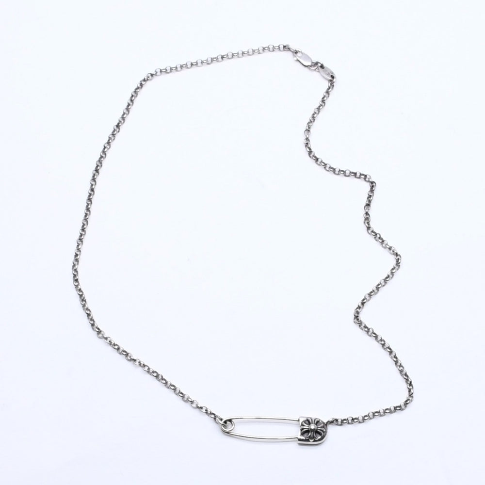 極美品 CHROME HEARTS クロムハーツ セーフティピン ネックレス 16インチ シルバー 重量6.28g ペンダントトップ シルバー925 中古 4a005841