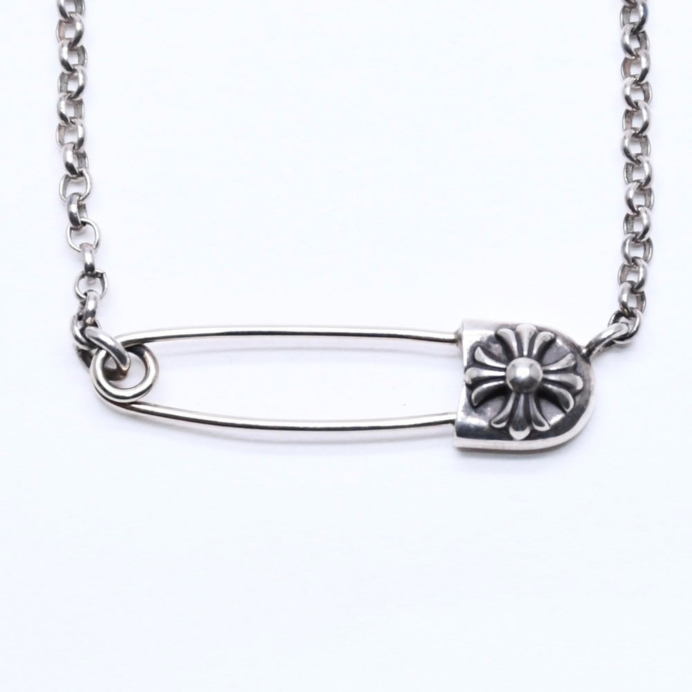 極美品 CHROME HEARTS クロムハーツ セーフティピン ネックレス 16インチ シルバー 重量6.28g ペンダントトップ シルバー925 中古 4a005841