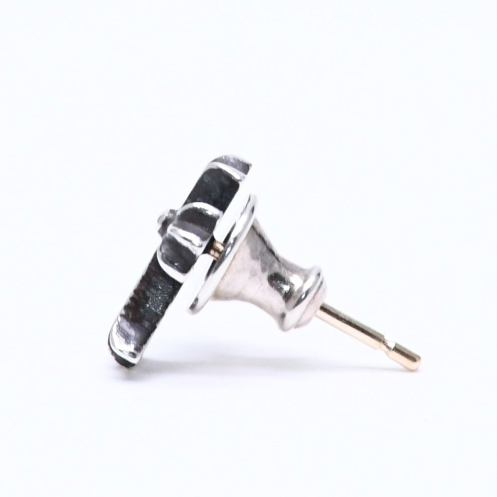 極美品 CHROME HEARTS クロムハーツ ピアス イヤリング CH クロスファット スタッド シルバーピアス シルバー925 重量約0.83g 片耳 中古 4a005753
