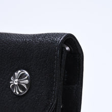 将图片加载到图库查看器，極美品 CHROME HEARTS クロムハーツ WAVE DESTROY LTHR ウェーブ ウォレット 長財布 クロスボタン デストロイレザー シルバー925 中古 4a005740
