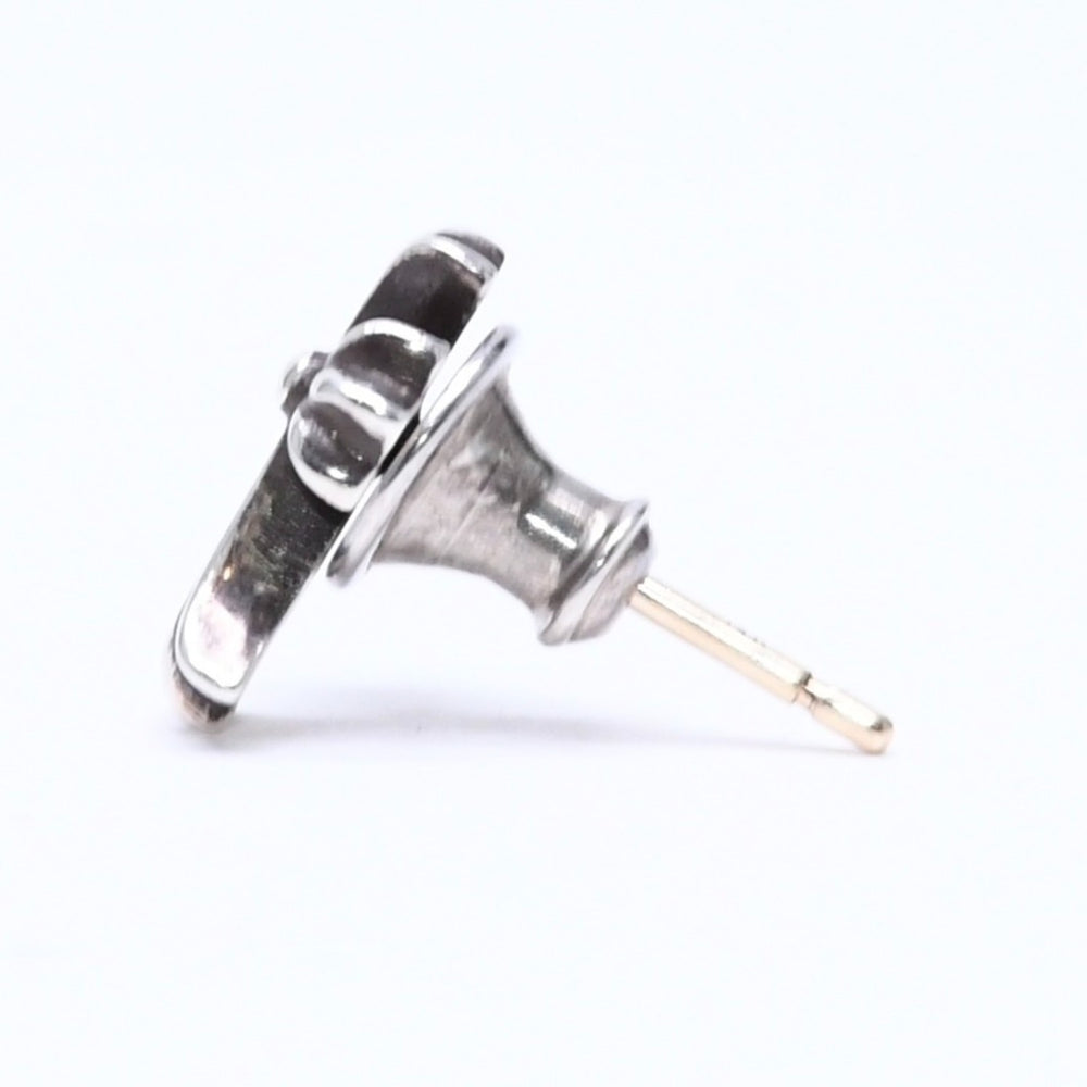 極美品 CHROME HEARTS クロムハーツ ピアス イヤリング CH クロスファット スタッド シルバーピアス シルバー925 片耳 重量約0.91g 中古 4a005752