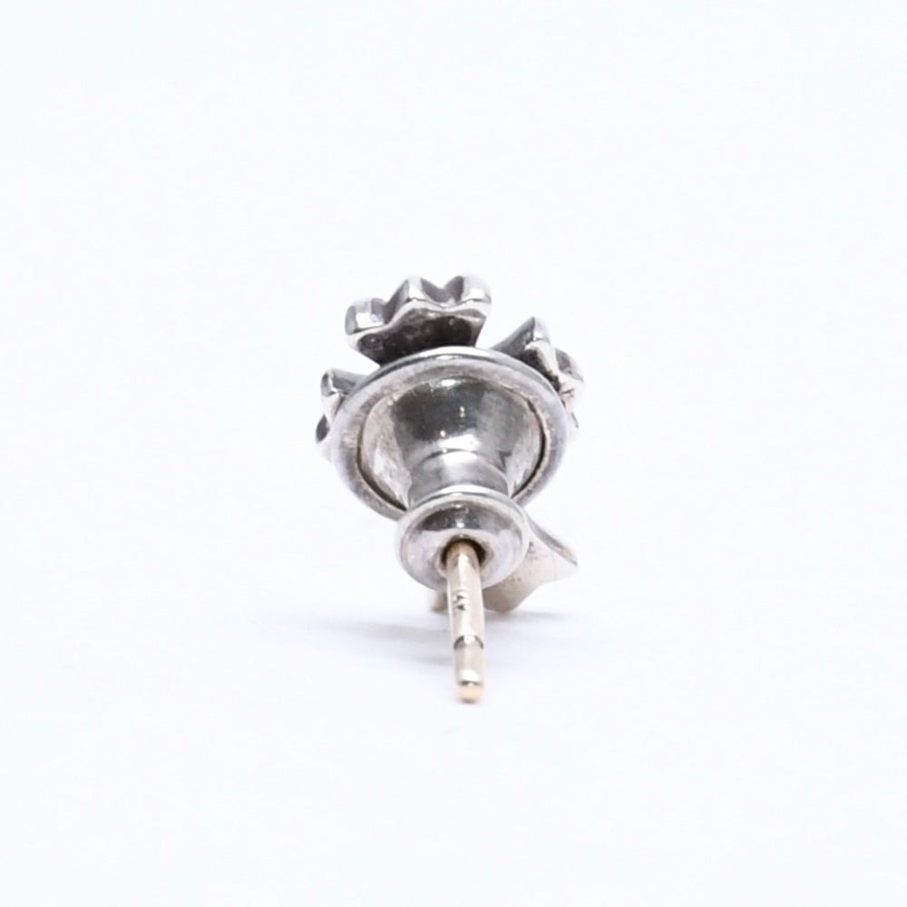 極美品 CHROME HEARTS クロムハーツ ピアス イヤリング CH クロスファット スタッド シルバーピアス シルバー925 片耳 重量約0.91g 中古 4a005752