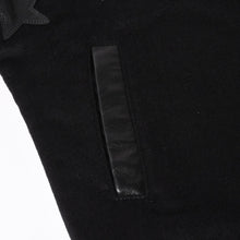 将图片加载到图库查看器，極美品 CHROME HEARTS クロムハーツ レターマン スタジャン スターレザーパッチ シルバー925 SV925 クロスボールボタン ブラック サイズM 中古 4a005745