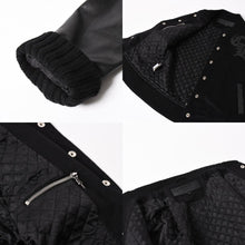 将图片加载到图库查看器，極美品 CHROME HEARTS クロムハーツ レターマン スタジャン スターレザーパッチ シルバー925 SV925 クロスボールボタン ブラック サイズM 中古 4a005745