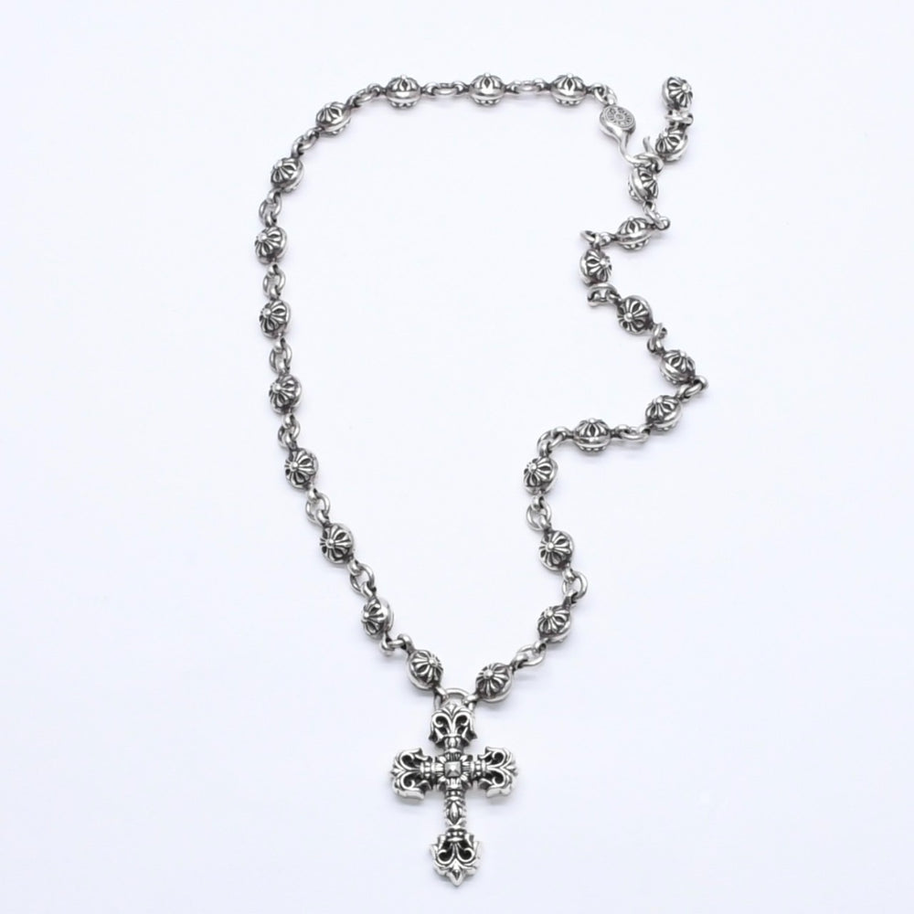 CHROME HEARTS クロムハーツ フィリグリークロス XS W/クロスボールチェーン ネックレス 重量約122.3g 20インチ 美品 中古 4a005732
