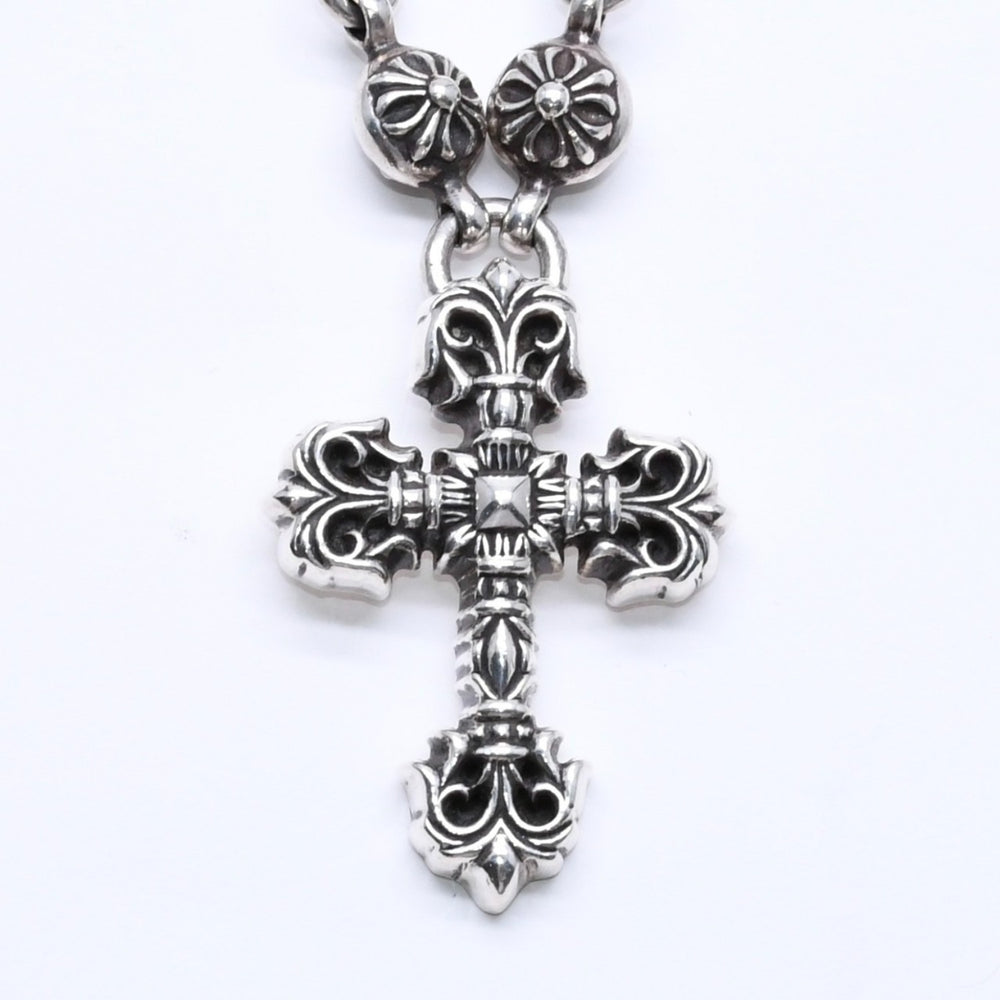 CHROME HEARTS クロムハーツ フィリグリークロス XS W/クロスボールチェーン ネックレス 重量約122.3g 20インチ 美品 中古 4a005732