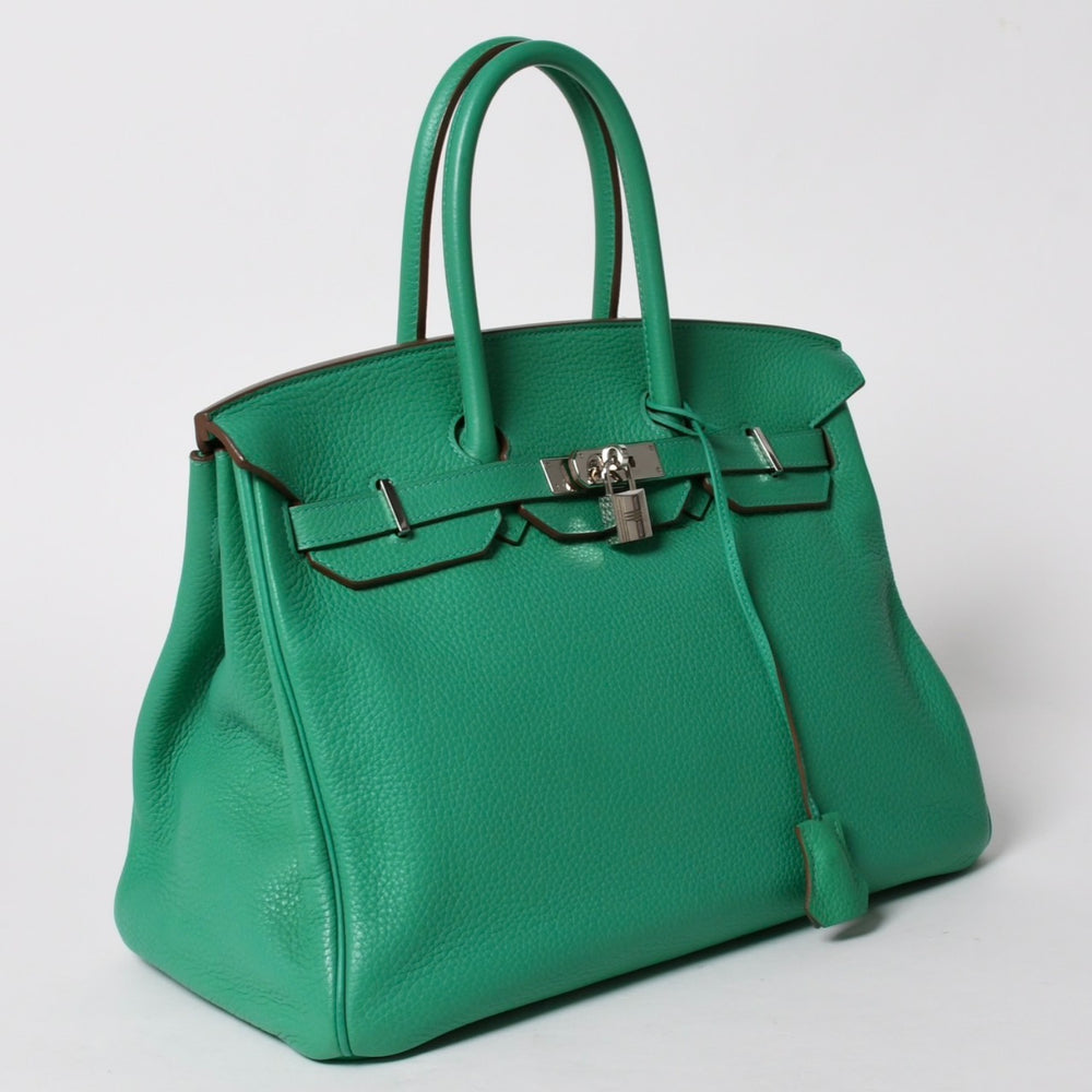 極美品 HERMES エルメス BIRKIN バーキン35 ミント シルバー金具 ◻︎Q トリヨンクレマンス ハンドバッグ 中古 4a005839